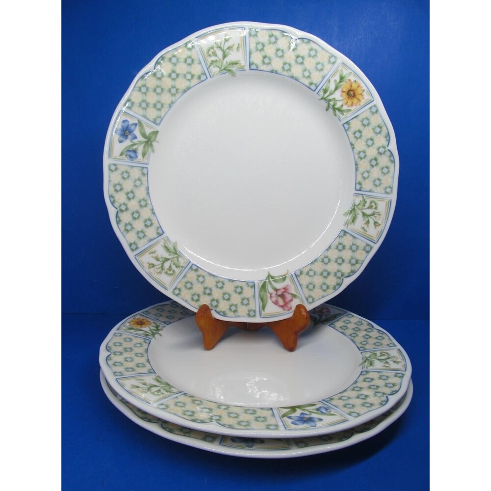 Noritake Homecraft 9233 Sonoma Trellis Set Of 3 Floral 10 3/4" Dinner Plates GUC